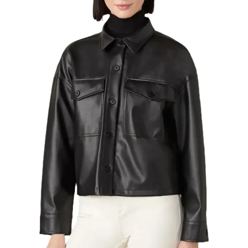 womens-button-up-black-faux-leather-shirt-jacket