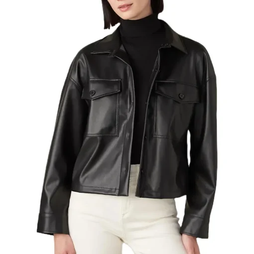 womens-button-up-black-faux-leather-shirt-jacket