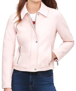 womens-classic-light-pink-faux-leather-jacket