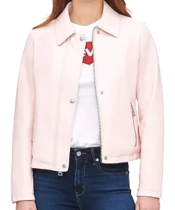 womens-classic-light-pink-faux-leather-jacket