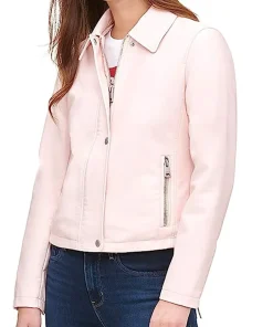 womens-classic-light-pink-faux-leather-jacket