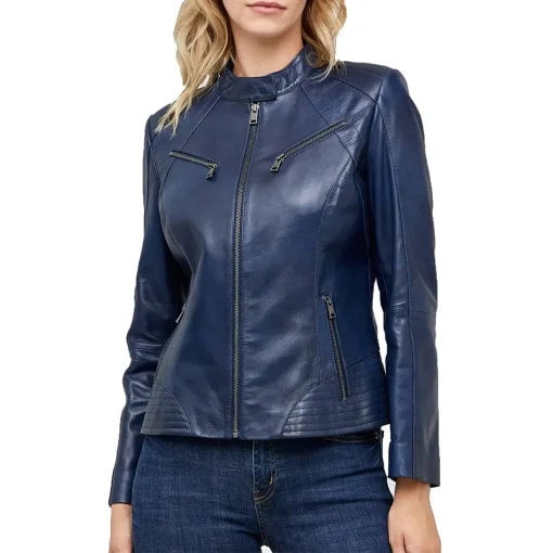womens-dark-blue-faux-leather-jacket