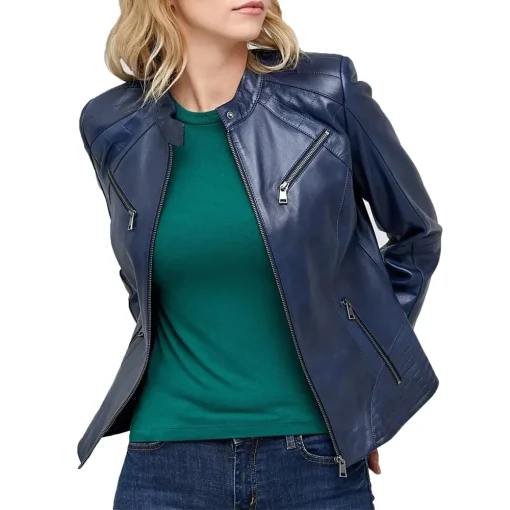 womens-dark-blue-faux-leather-jacket