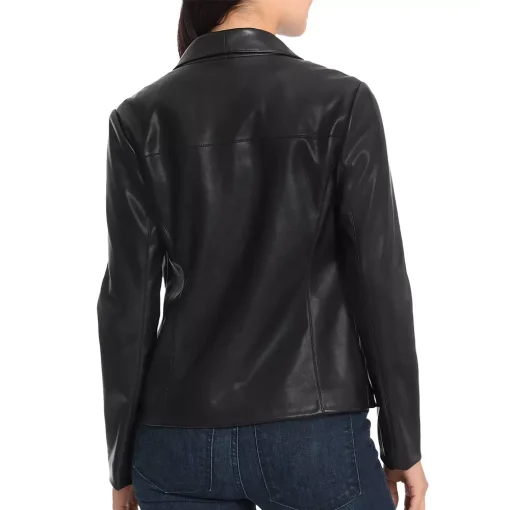 womens-draped-black-faux-leather-jacket