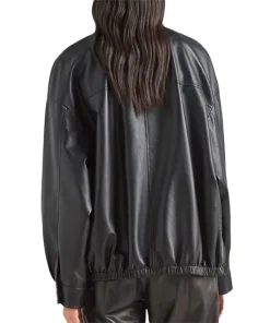 womens-flat-collar-black-faux-leather-bomber-jacket