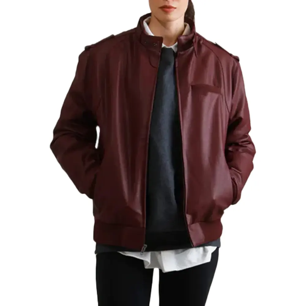 Womens Faux Leather Burgundy Bomber Jacket 1 burgundy-bomber-jacket