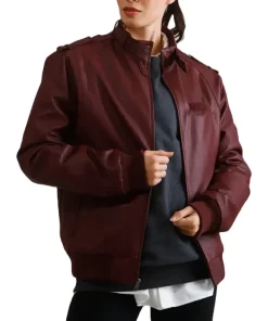 Womens Faux Leather Burgundy Bomber Jacket 8 burgundy-bomber-jacket-womens
