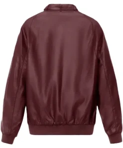 burgundy-faux-leather-bomber-jacket