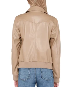 womens-light-camel-faux-leather-bomber-jacket