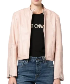 womens-light-pink-fitted-faux-leather-jacket