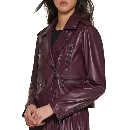 womens-maroon-faux-leather-moto-jacket