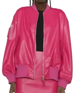 womens-pink-faux-leather-bomber-jacket