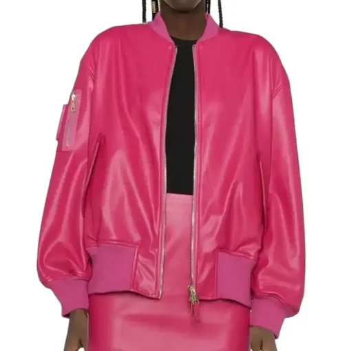 womens-pink-faux-leather-bomber-jacket