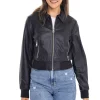 womens-shirt-collar-black-faux-leather-bomber-jacket