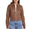womens-shirt-collar-brown-faux-leather-bomber-jacket