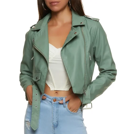 womens-solid-green-faux-leather-moto-jacket