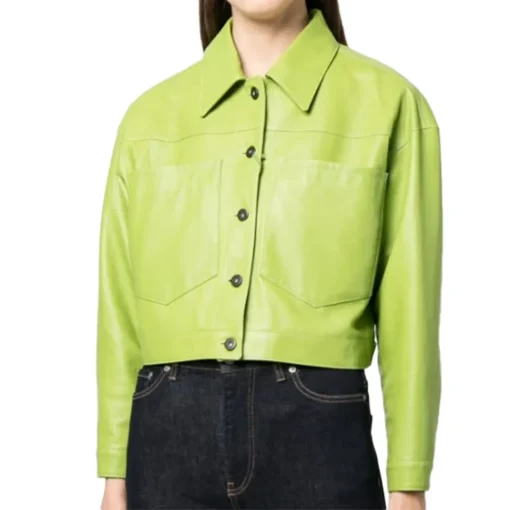 womens-spread-collar-green-faux-leather-jacket