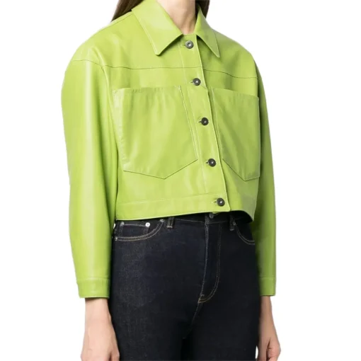 womens-spread-collar-green-faux-leather-jacket