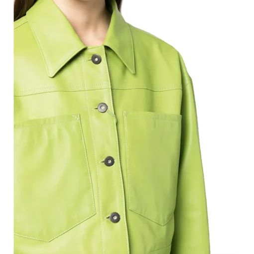 womens-spread-collar-green-faux-leather-jacket