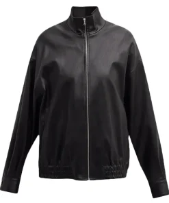 womens-stand-collar-black-faux-leather-track-jacket