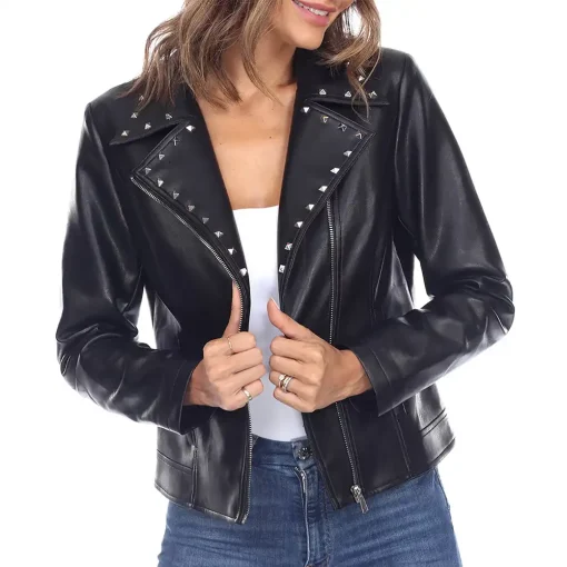 womens-studded-collar-black-faux-leather-jacket