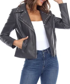 womens-studded-collar-gray-faux-leather-jacket