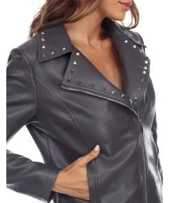 womens-studded-collar-gray-faux-leather-jacket