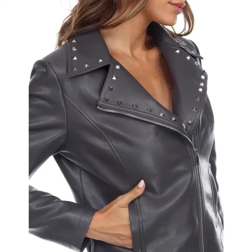 womens-studded-collar-gray-faux-leather-jacket
