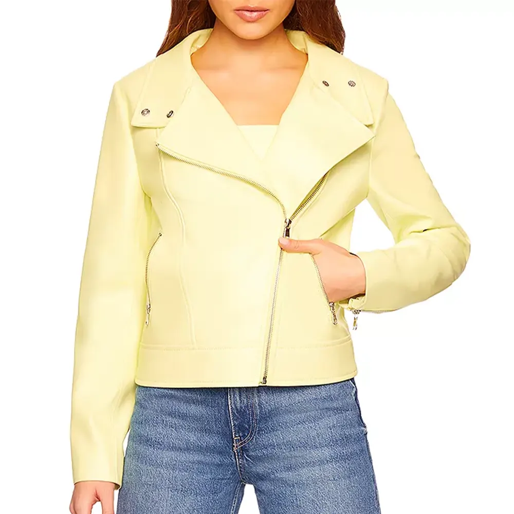Women's Yellow Faux Leather Moto Jacket 1 womens-yellow-faux-leather-moto-jacket