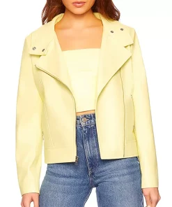 Women's Yellow Faux Leather Moto Jacket 5 womens-yellow-faux-leather-moto-jacket