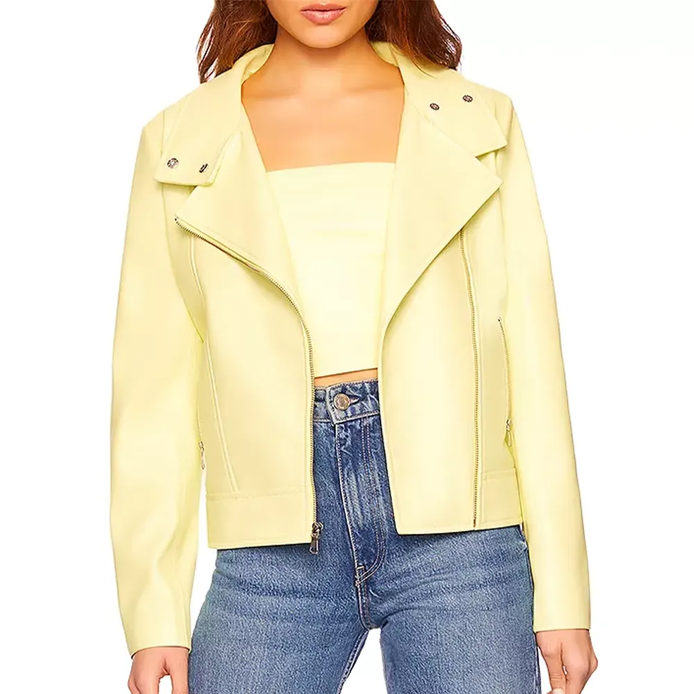 Women's Yellow Faux Leather Moto Jacket 3 womens-yellow-faux-leather-moto-jacket