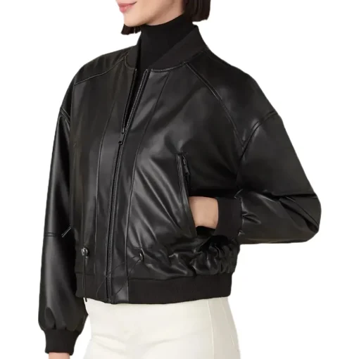 womens-zip-up-black-faux-leather-bomber-jacket