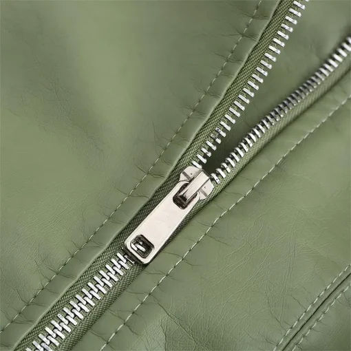 womens-zip-up-green-faux-leather-slim-fit-jacket