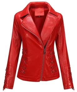 womens-zip-up-red-faux-leather-slim-fit-jacket