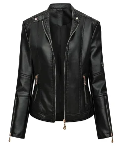 womens-zipper-black-faux-leather-biker-jacket