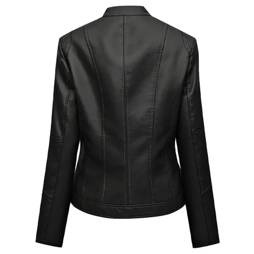 womens-zipper-black-faux-leather-biker-jacket