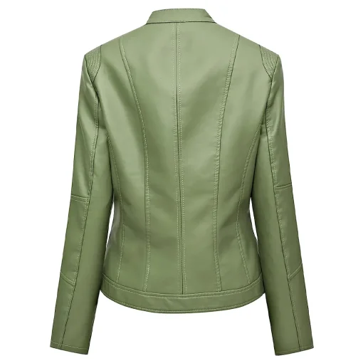 womens-zipper-green-faux-leather-biker-jacket
