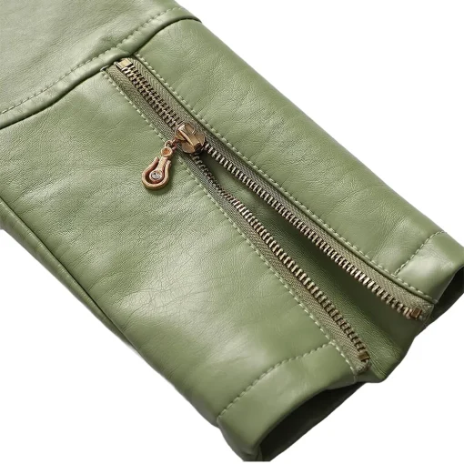 womens-zipper-green-faux-leather-biker-jacket