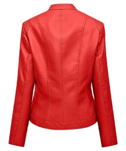 womens-zipper-red-faux-leather-biker-jacket