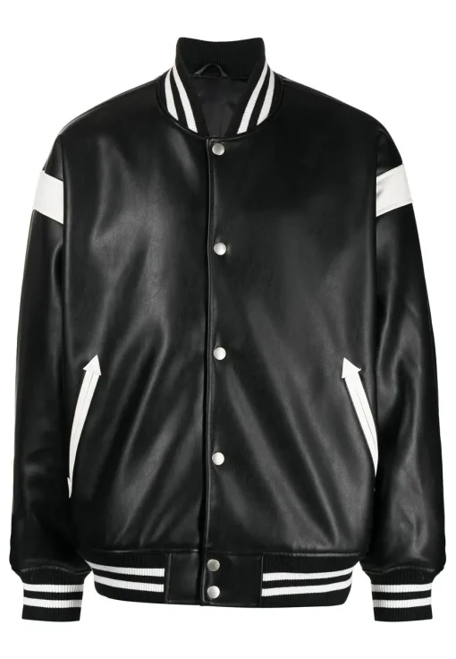 mens-black-and-white-faux-leather-bomber-jacket