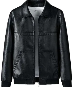 mens-black-faux-leather-bomber-biker-jacket