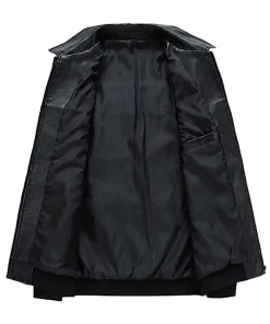 mens-black-faux-leather-bomber-biker-jacket