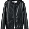 mens-black-faux-leather-hooded-bomber-jacket