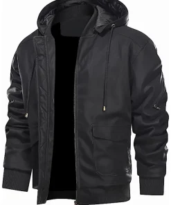 mens-casual-black-faux-leather-bomber-jacket-with-removable-hood
