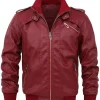 mens-casual-full-zip-maroon-faux-leather-bomber-jacket