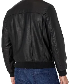 mens-classic-stand-collar-black-faux-leather-bomber-jacket