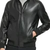 mens-elegant-black-faux-leather-bomber-jacket