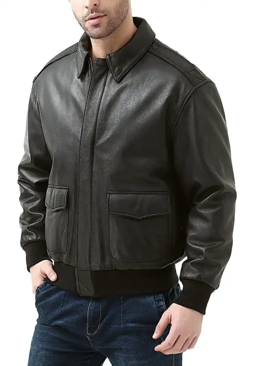 mens-flight-brown-faux-leather-bomber-jacket