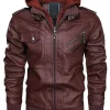 mens-maroon-faux-leather-hooded-bomber-jacket
