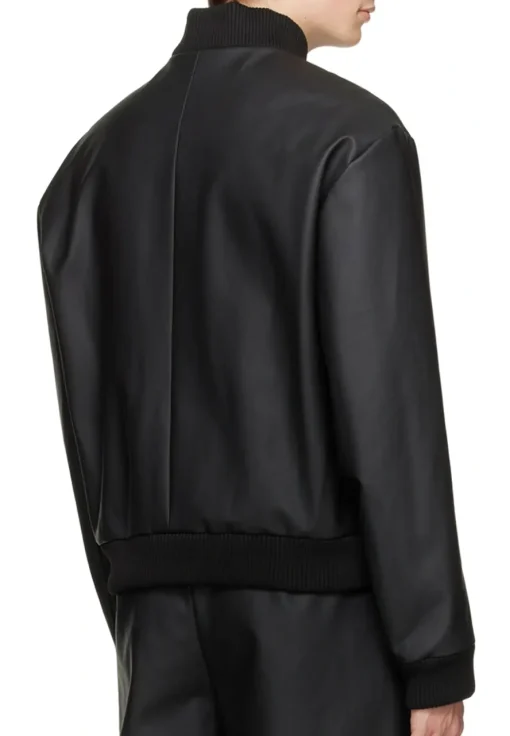 mens-rib-trim-black-faux-leather-bomber-jacket